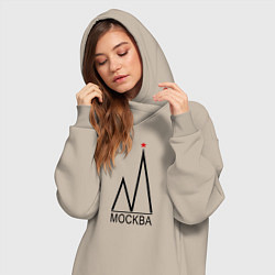 Женское худи-платье Москва-чёрный логотип-2, цвет: миндальный — фото 2