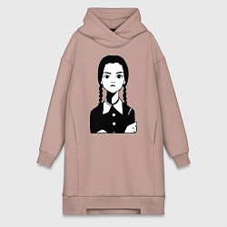 Женское худи-платье Wednesday Addams, цвет: пыльно-розовый