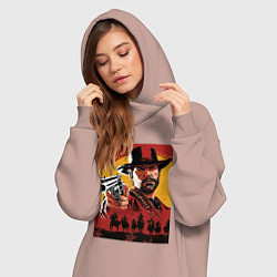 Женское худи-платье Red dead redemption 2, цвет: пыльно-розовый — фото 2