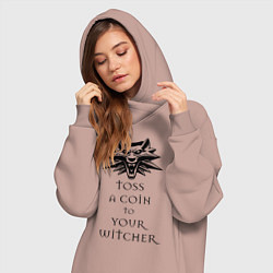 Женское худи-платье Toss a coin to your witcher, цвет: пыльно-розовый — фото 2