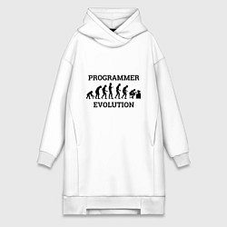 Женское худи-платье Эволюция программиста, цвет: белый