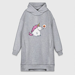 Женское худи-платье Пухленький единорог, цвет: меланж