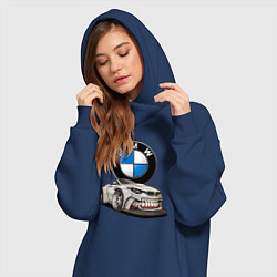 Женское худи-платье BMW оскал, цвет: тёмно-синий — фото 2