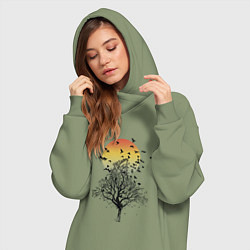 Женское худи-платье Душа ворона, цвет: авокадо — фото 2