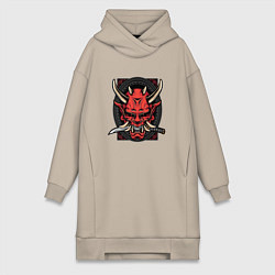 Женское худи-платье МАСКА РОНИНА, цвет: миндальный