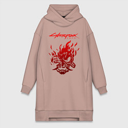 Женское худи-платье CYBERPUNK 2077, цвет: пыльно-розовый
