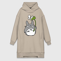 Женское худи-платье Totoro и бабочка, цвет: миндальный