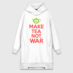 Женское худи-платье Make tea not war, цвет: белый