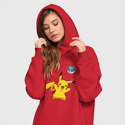 Женское худи-платье Pokemon pikachu 1, цвет: красный — фото 2