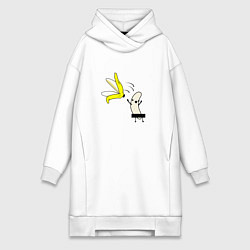 Женское худи-платье Зрелый Банан, цвет: белый