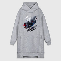 Женское худи-платье Кен Канеки, цвет: меланж