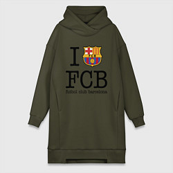 Женское худи-платье Barcelona FC, цвет: хаки