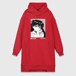 Женское худи-платье Аска ева 02, цвет: красный