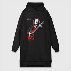 Женское худи-платье ACDC Angus Young, цвет: черный