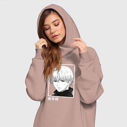 Женское худи-платье Кен Канеки, цвет: пыльно-розовый — фото 2