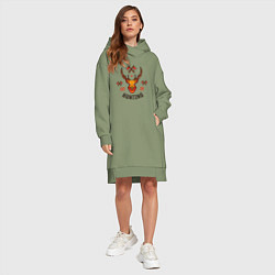 Женское худи-платье Охотникам, цвет: авокадо — фото 2