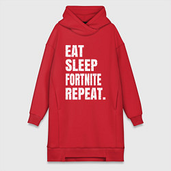 Женское худи-платье EAT SLEEP FORTNITE REPEAT, цвет: красный