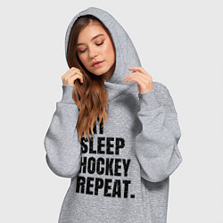 Женское худи-платье EAT SLEEP HOCKEY REPEAT, цвет: меланж — фото 2