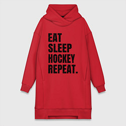 Женское худи-платье EAT SLEEP HOCKEY REPEAT, цвет: красный