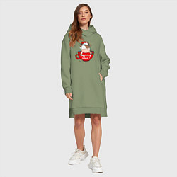 Женское худи-платье Милый бычок 2021, цвет: авокадо — фото 2