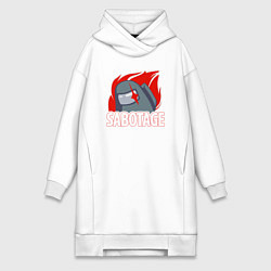 Женское худи-платье Among Us sabotage амонг ас саботаж, цвет: белый