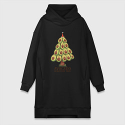 Женское худи-платье Avocado Christmas Tree, цвет: черный