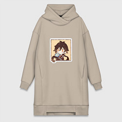 Женское худи-платье Чжун Ли, цвет: миндальный