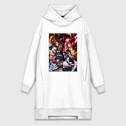 Женское худи-платье КЛИНОК РАССЕКАЮЩИЙ ДЕМОНОВ, цвет: белый