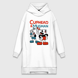 Женское худи-платье Cuphead & Mugman, цвет: белый