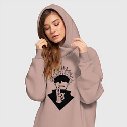 Женское худи-платье Магическая битва, цвет: пыльно-розовый — фото 2