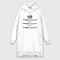 Женское худи-платье Катаны Клинок, рассекающий демонов, цвет: белый