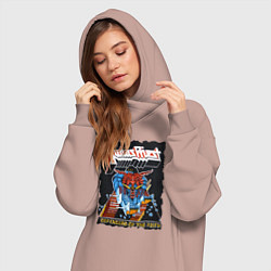 Женское худи-платье Judas Priest FIGHT, цвет: пыльно-розовый — фото 2