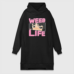 Женское худи-платье Weeb life, цвет: черный