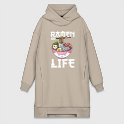 Женское худи-платье Ramen life, цвет: миндальный