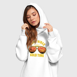 Женское худи-платье Good vibes gold time, цвет: белый — фото 2