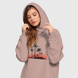 Женское худи-платье Palm tree, цвет: пыльно-розовый — фото 2