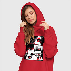 Женское худи-платье Токийский Гуль, цвет: красный — фото 2