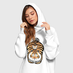 Женское худи-платье Семейка тигров, цвет: белый — фото 2