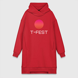 Женское худи-платье T-Fest, цвет: красный