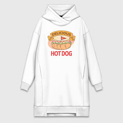Женское худи-платье Delicious Hot Dog, цвет: белый
