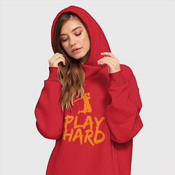 Женское худи-платье Play Hard, цвет: красный — фото 2