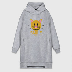 Женское худи-платье Smile Cat, цвет: меланж