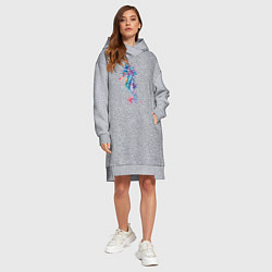 Женское худи-платье Морской конек акварель, цвет: меланж — фото 2