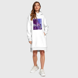 Женское худи-платье Neon Asian Street Vaporwave, цвет: белый — фото 2