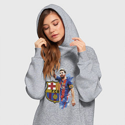 Женское худи-платье Lionel Messi Barcelona Argentina!, цвет: меланж — фото 2