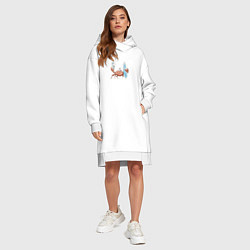 Женское худи-платье Краб-серфер на отдыхе, цвет: белый — фото 2