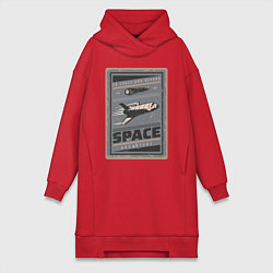 Женское худи-платье Космическое приключение, цвет: красный