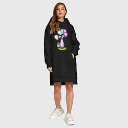 Женское худи-платье Зай с шариками, цвет: черный — фото 2
