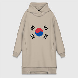 Женское худи-платье Корея Корейский флаг, цвет: миндальный