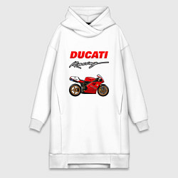 Женское худи-платье DUCATI ДУКАТИ MOTOSPORT, цвет: белый